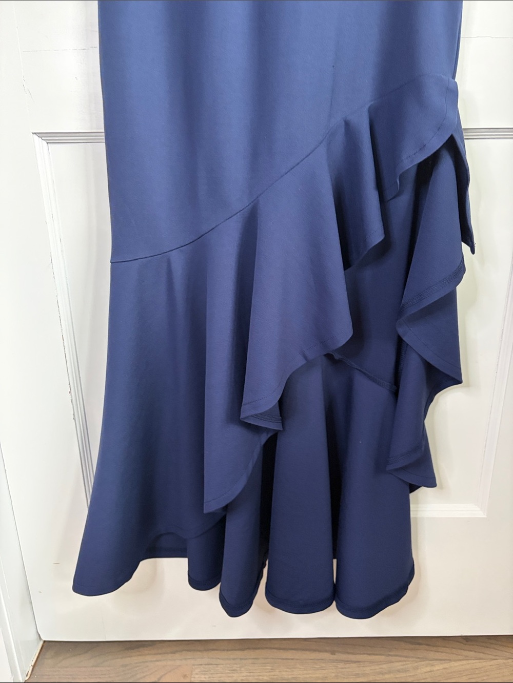 Navy Sleeveless High-Low Ruffle Dress - Picture 4 of 9